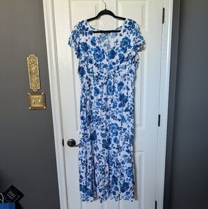 Floral Blue and White Dress